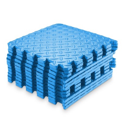 Blue EVA Foam Rubber Interlocking Exercise Floor Mats, 12" x 12"