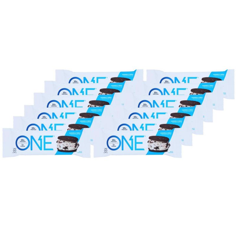 One Bar Cookies and Creme Protein Bar - 12 bars, 2.12 oz, 1 of 8