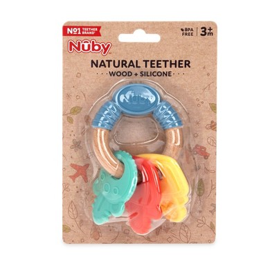 Image of Nuby Silicone and Wood Keys Teerther - Blue