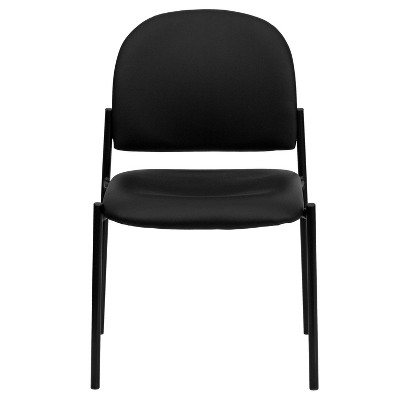 Sleek Black Vinyl Metal Stacking Side Chair