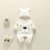 MyKids-USA Baby Girl Bear Print Pattern Solid Color Long-Sleeved Rompers With Hat In Spring & Autumn - 2 of 3