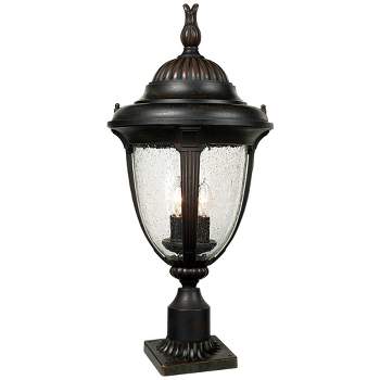 John Timberland Casa Sierra Vintage Rustic Outdoor Post Light Bronze with Pier Adapter 24 1/2" Clear Seeded Glass for Exterior Barn Deck House Porch