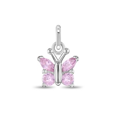 Girls' CZ Bow Sterling Silver Charm - Clear- in Season Jewelry