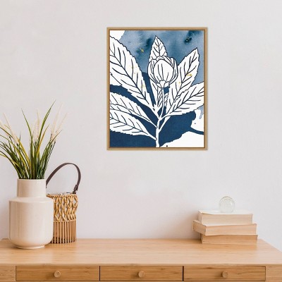 Indigo Blooms IV Framed Abstract Canvas Print, 16" x 20"