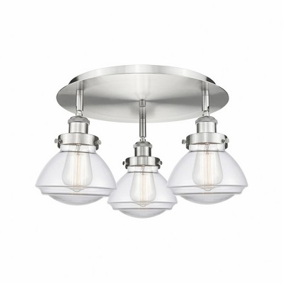 Olean - 3 Light Flush Mount In Art Deco Style-8 Inches Tall and 18.25 Inches Wide