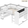 Twin/Full Loft Bed, Wood Low Loft Bed Frame with Storage Bookcases, Built-in Desk & Blackboard, No Box Spring Needed - ModernLuxe - 4 of 4