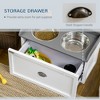 Gsluuk PawHut Dog Feeding Station with Storage Drawer, Dog Food Storage Cabinet with 2 Removable Elevated Dog Bowls for Large Sized Dogs, White - 4 of 4