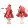 Kurt Adler Resin Ornaments for Christmas Tree, Cardinals on Mushrooms, Assorted (Set of 2) - 3 of 3