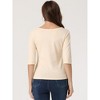 INSPIRE CHIC Women's Classic Solid Elbow Sleeves Round Neck Slim Fit T-Shirts - 4 of 4