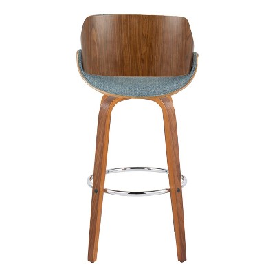 Fabrizzi Blue Wood and Metal Swivel Barstool Set