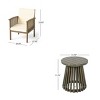 Patio Bistro Set, 3 PCS Dining Set with Foldable Slatted Table, Acacia Wood Frame Dining Armrest Chair with Polyester Cushions-Coolbibila - 4 of 4