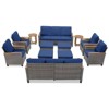 Buenhomino 12-Piece Outdoor Patio Set – 4 Single Chairs, 2 Sofas, 2 Side Tables & 4 Ottomans, All-Weather Wicker with Cushions, Beige - 3 of 4