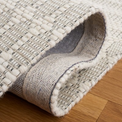 Ivory Beige 36"x5" Handwoven Flatweave Wool Blend Rug