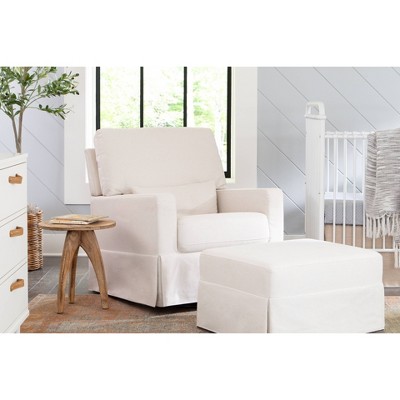 Cream Eco-Weave Swivel Glider Chair with Wood Base