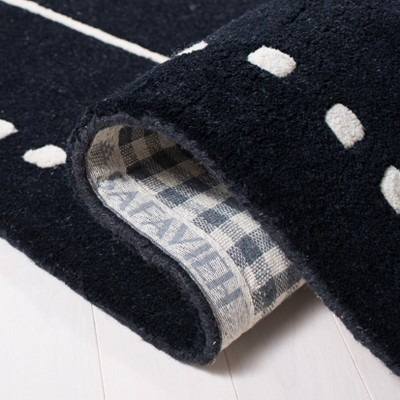 Hand-Tufted Black and Ivory Wool Runner Rug