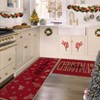 Indoor Red Christmas Printed Small Decor Runner Rug for Proch Washable Low Pile Foldable Non-Shedding Kitchen Mats Christmas Decor17x29In+17x47In - 2 of 4