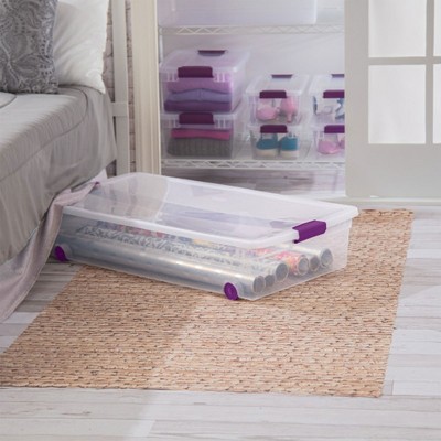 Clear Plastic 60 Quart Wheeled Underbed Storage Box