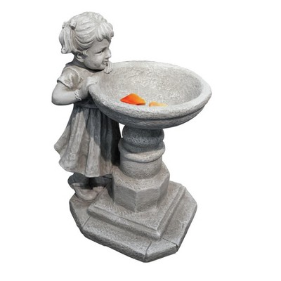 Georgina's Garden Gaze Child at Birdbath Resin Statue