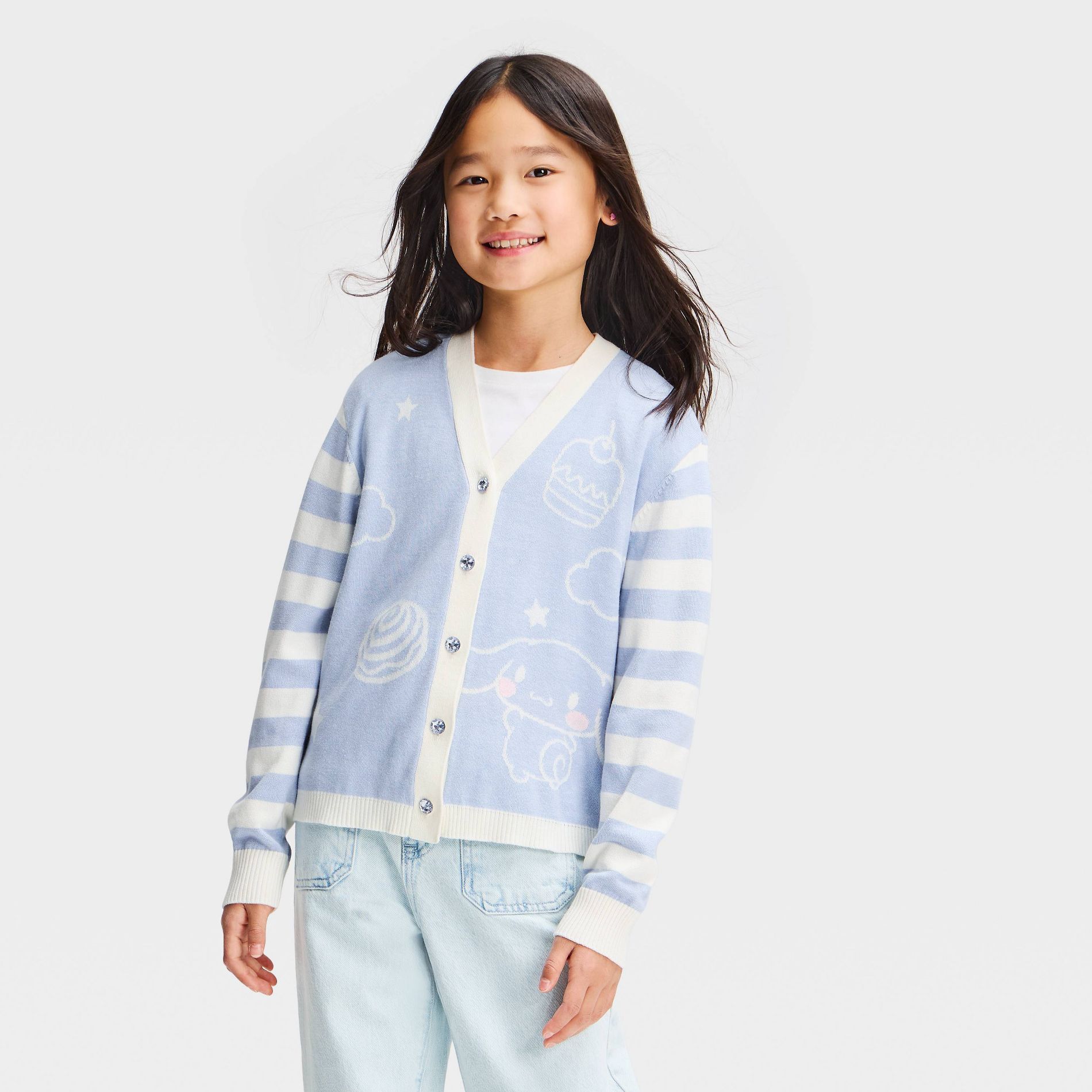 Girls' Sanrio Cinnamoroll Cardigan Sweater - Light Blue