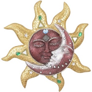 FC Design 13" Mosaic Celestial Sun and Moon Sculpture Wall Decor Art Hanging Sun and Crescent Decoration - 1 of 4