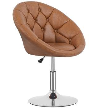 Yaheetech Height Adjustable Swivel Upholstered Round Accent Chair Barrel Chair