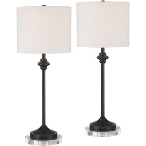 360 Lighting Lynn Modern Industrial Table Lamp Set of 2 with Round Risers 27" Tall Black Drum Shade for Bedroom Living Room Bedside Nightstand Office - 1 of 4