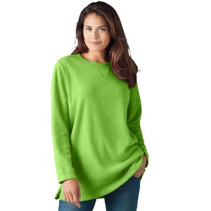 Woman Within Plus Size High Pile Fleece Sweatshirt - 1 of 4