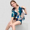 Anna-Kaci Lounge Women's Watercolor Print Pajama Set with Notch Collar Button Up Short Sleeve Top and Matching Relaxed Shorts - 3 of 4