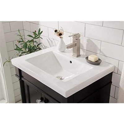 Espresso 24" Single Vanity with White Ceramic Sink and Metal Hardware