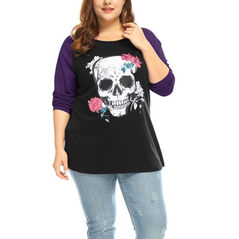 womens floral raglan tee