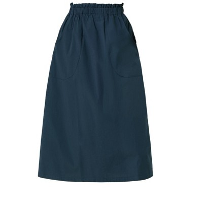 INSPIRE CHIC Women's Casual Elastic Waist Peasant A-Line Midi Skirts with Pockets