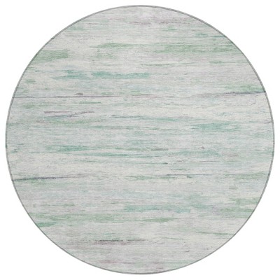 Artichoke Green And Ivory Abstract Washable Indoor Outdoor Area Rug