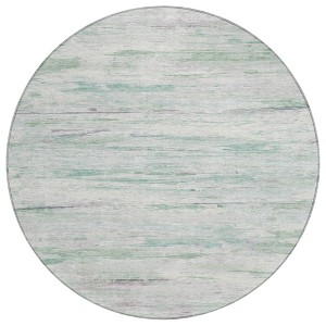 Artichoke Green And Ivory Abstract Washable Indoor Outdoor Area Rug - 1 of 4