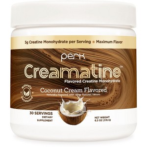 Perk Creamatine (Coconut Cream) - 30 Servings, Flavored Creatine Monohydrate, 5g Creatine per Serving, Naturally Sweetened, Zero Sugar, Gluten-Free - 1 of 4