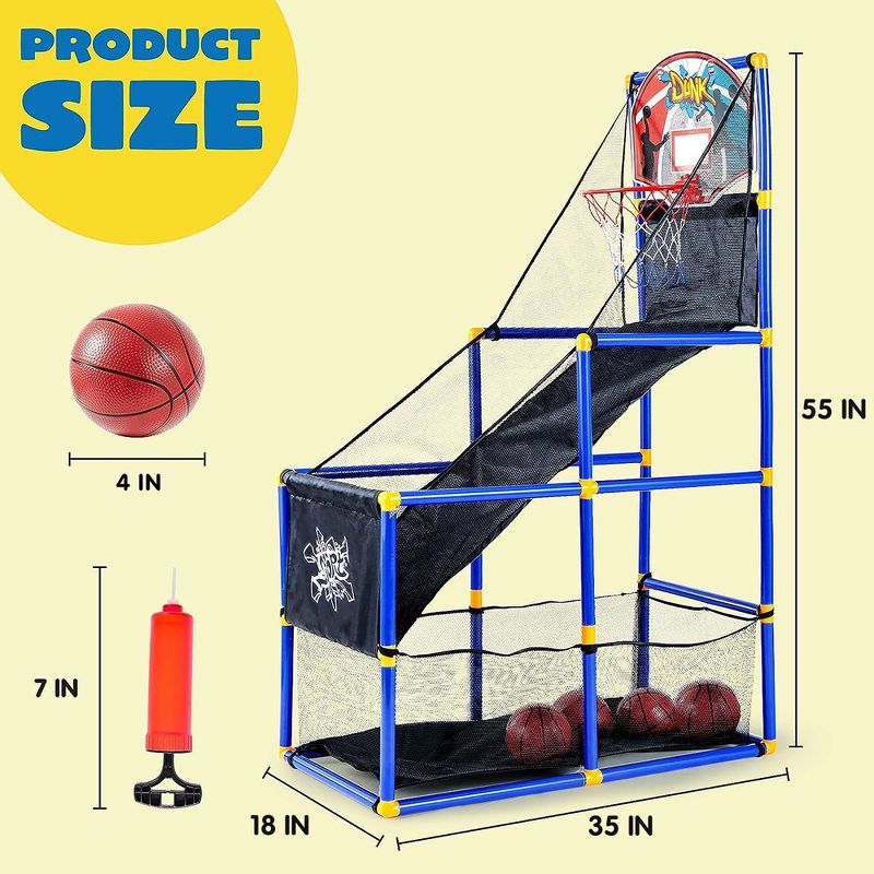 Syncfun Arcade Basketball Game Set with 4 Balls and Hoop for Kids Indoor Outdoor Sport Play - Easy Set Up - Air Pump Included, 4 of 9