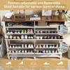 Wooden Shoe Cabinet Storage with Flip Drawers & Open Storage, Hidden Narrow Shoe Rack, White Grey - 3 of 4