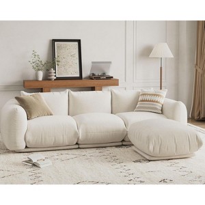 L-Shaped Chenille Sectional Sofa – Deep-Seat Modular Cloud Couch with High-Resilience Foam, Beige - 1 of 4