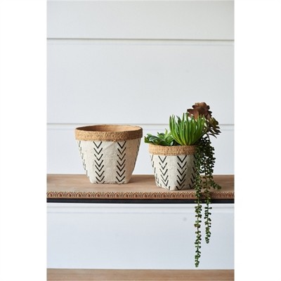 SKRAN Collection of Decorative Planters, Planter Set - Versatile Cement and Metal Planters for Indoor and Outdoor Use