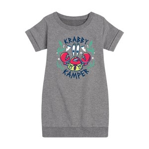 Girls' - SpongeBob SquarePants - Kamp Koral Krabby Kamper Graphic Short Sleeve Fleece Dress - 1 of 4