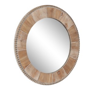 Kate and Laurel Calona Round MDF Round Mirror, 26" Diameter, Natural - 1 of 4