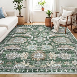Washable Ultra-Thin Soft Classic Area Rug with Non-Slip Backing, Foldable Indoor Carpet for Living Room, Bedroom, Dining Room, Entryway - 1 of 4