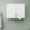 CLIHOME Bathroom Wall Storage Cabinet with Adjustable Shelf, Towel Bar, 5 Hooks, Over The Toilet Storage Cabinet - 4 of 4
