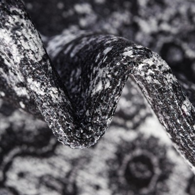 Dark Gray Medallion Washable Chenille Runner Rug