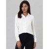 Hobemty Women's Button Down Pleated Long Sleeve Work Office Shirt - 2 of 4