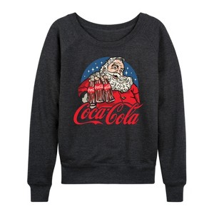 Women's - Coca-Cola - Santa Coke Bottles Lightweight French Terry Wide Neck Long Sleeve Graphic Shirt - 1 of 4