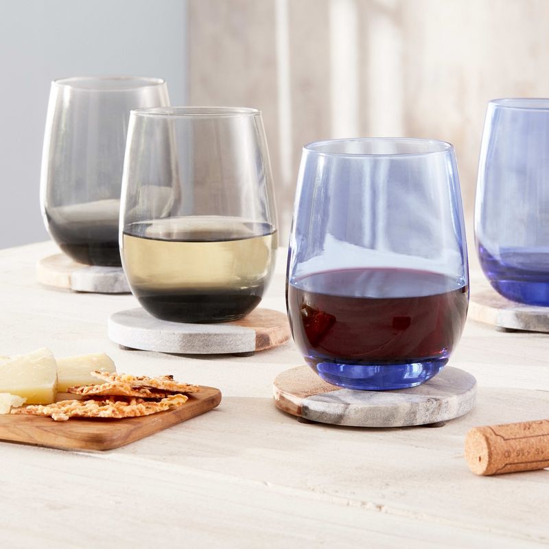 Libbey Classic Blue All-Purpose Stemless Wine Glasses, 15.25-ounce, Set of 6, 5 of 6