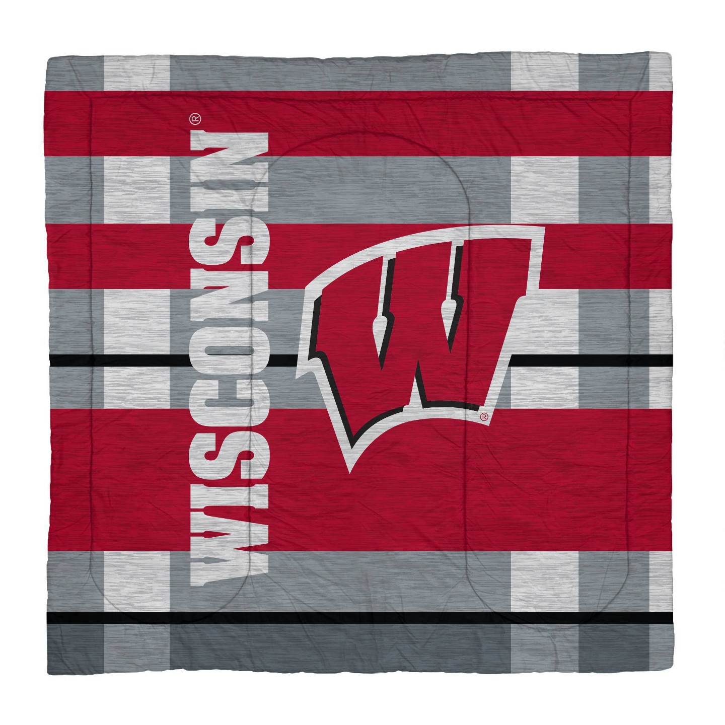 Постельное бельё NCAA Wisconsin Badgers Heathered Stripe Queen Bedding Set in a Bag - 3pc, цвет: Полосатый — фото 2