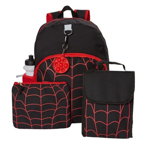 Ralme Spiderweb Backpack Set For Boys 16 Inch 6 Pieces With Foldable Lunch Bag Water Bottle Pencil Case Pop It Key Chain And Carabiner Clip Target