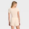 Women's Ribbed Short Sleeve Shirt and Shorts Pajama Set - Auden™ - 2 of 3