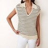 Anna-Kaci Women's Striped Collared Sleeveless Knit Top with Deep V-Neck and Ribbed Hem Detailing - 4 of 4